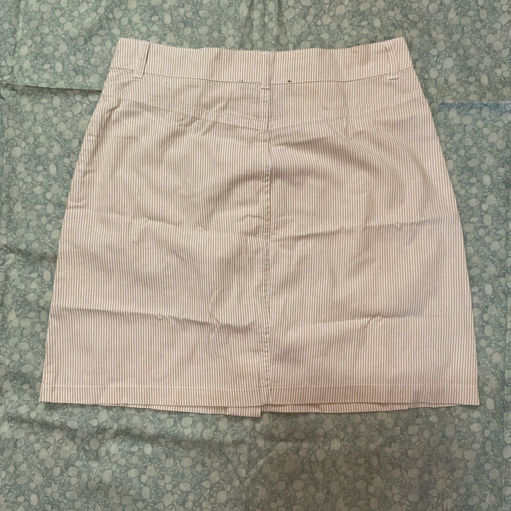 Striped Yellow Tan Button-Front Skirt - Picture 2 of 4
